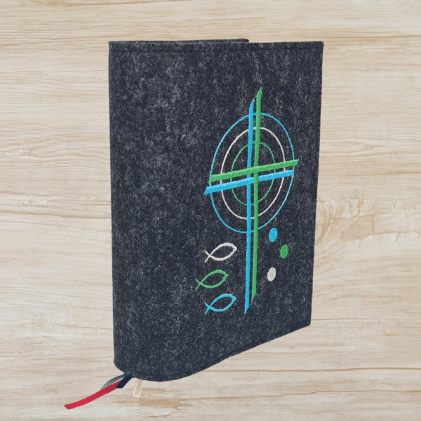 Wosadnikhülle in anthrazit meliert, Kreuze, Kreise, Fische